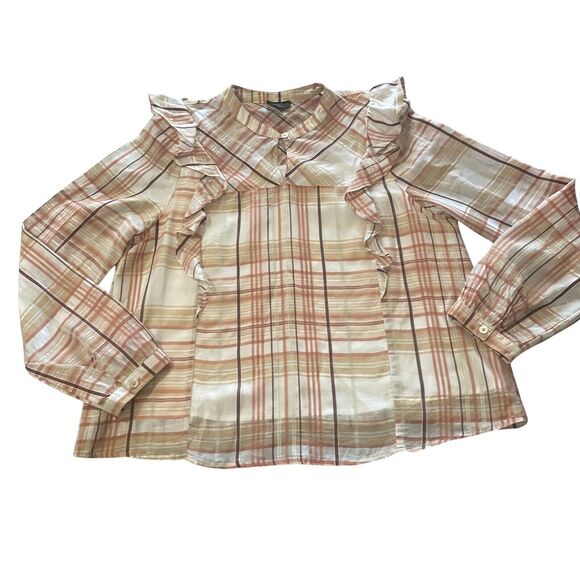 Current Air Los Angeles Women's Large Silk Blend Blouse Prairie Rockabilly Top - Picture 1 of 14